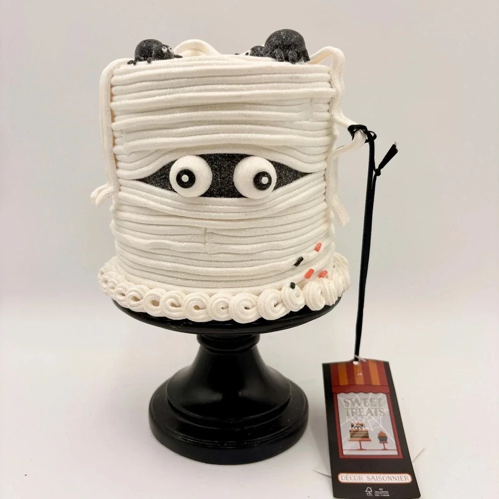 Sweet Treats Halloween Summerween Mummy Faux Cake Decoration Pedestal Stand